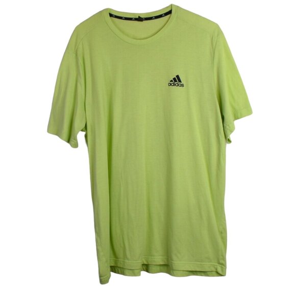 Adidas Shirt 2XL Mens Aeroready Neon Green Short Sleeve Athletic Crew Neck - Picture 1 of 8